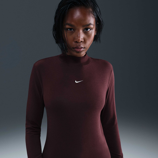Women's T Shirts-Nike, Nike Sportswear Chill Knit, Women's Slim Long-Sleeve Mock-Neck T-Shirt