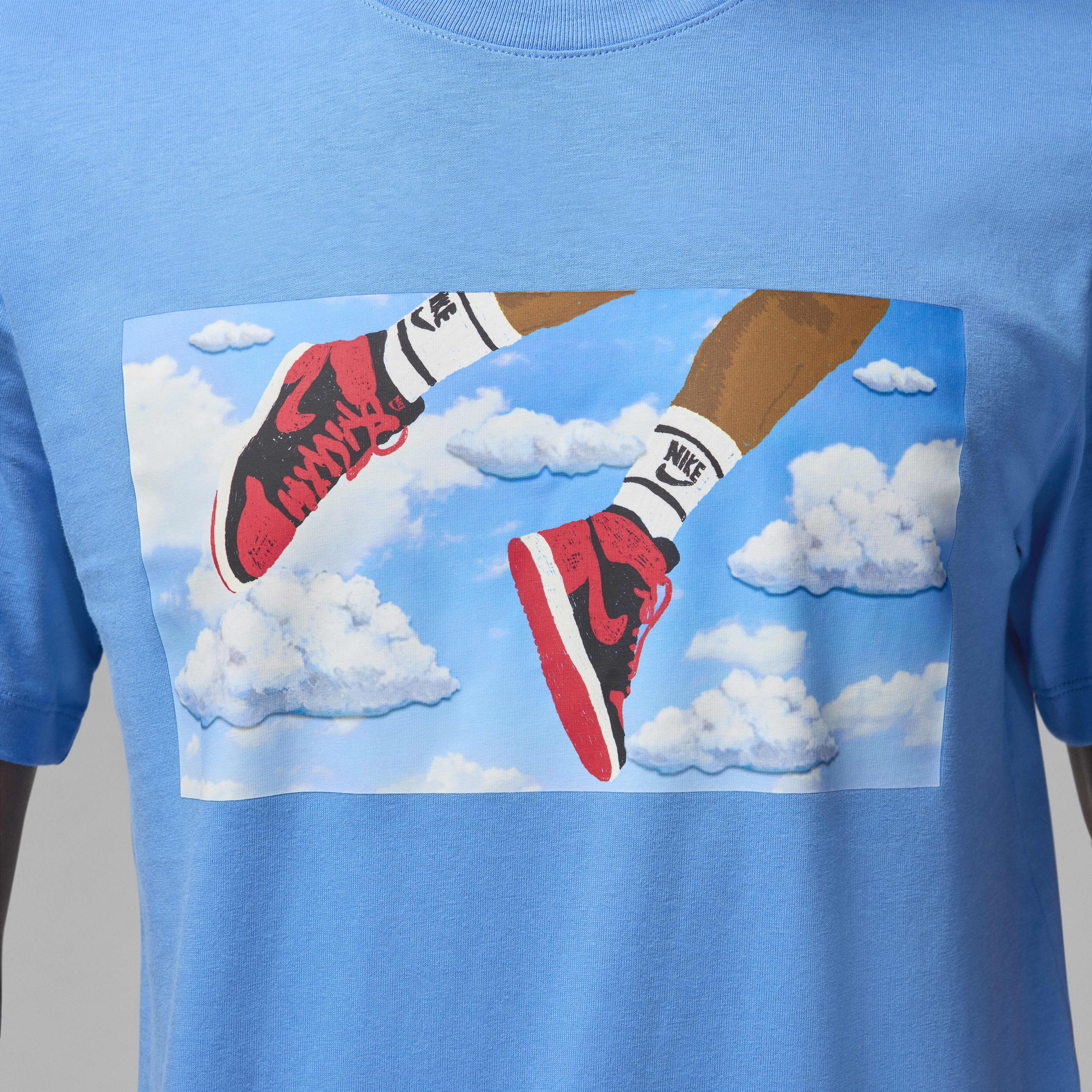 Red and blue jordan shirt on sale