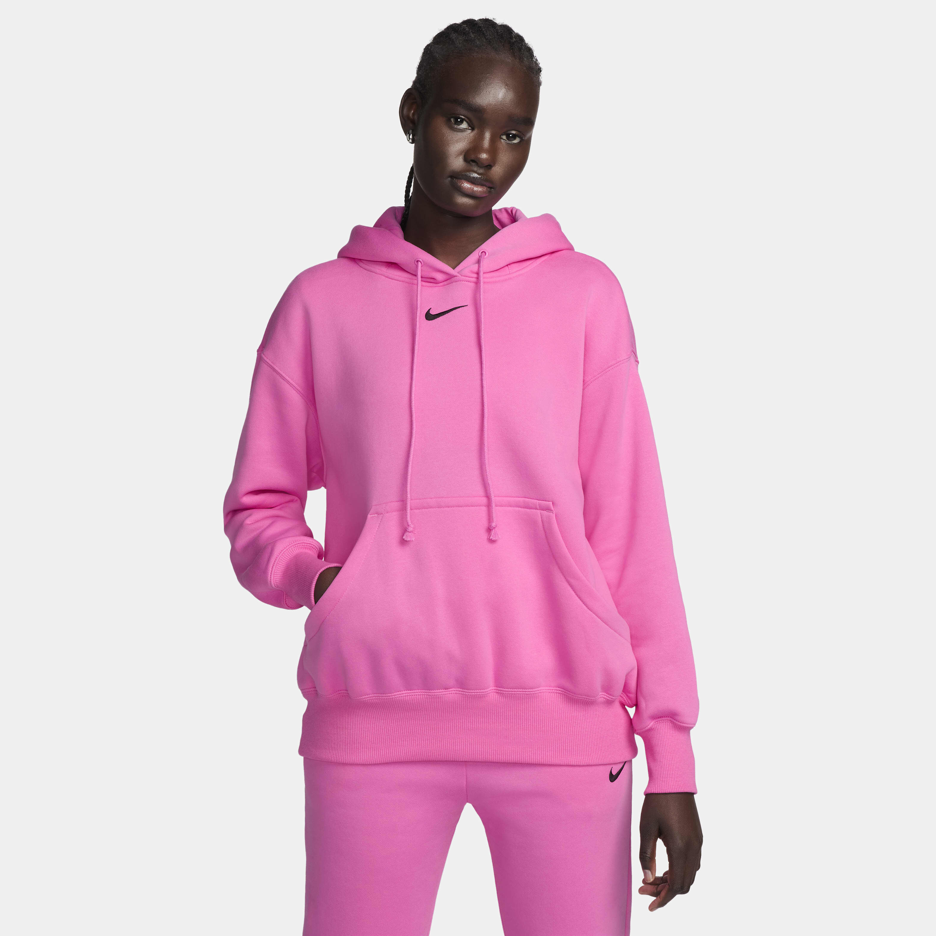Long pink hoodie womens best sale