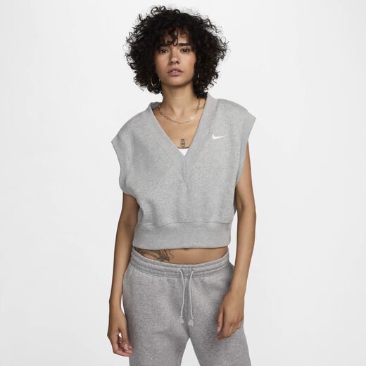 Skirts & Dresses-Nike, Nike Sportswear Phoenix Fleece, Women's Loose V-Neck Sleeveless Cropped Top