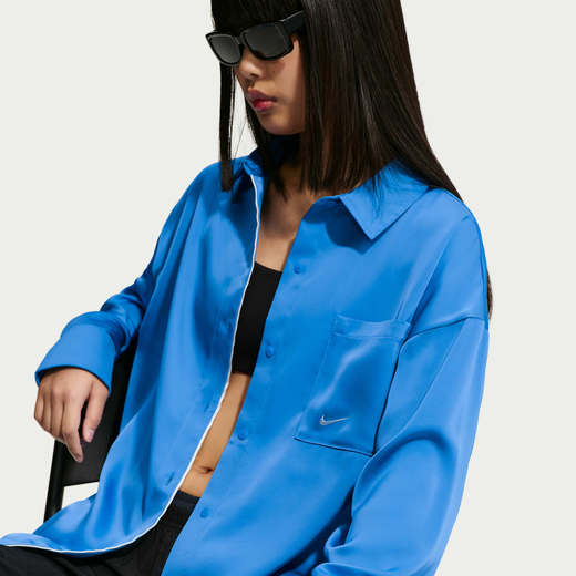 Women's Clothing-Nike, Nike Sportswear, Women's Oversized Satin Long-Sleeve Top