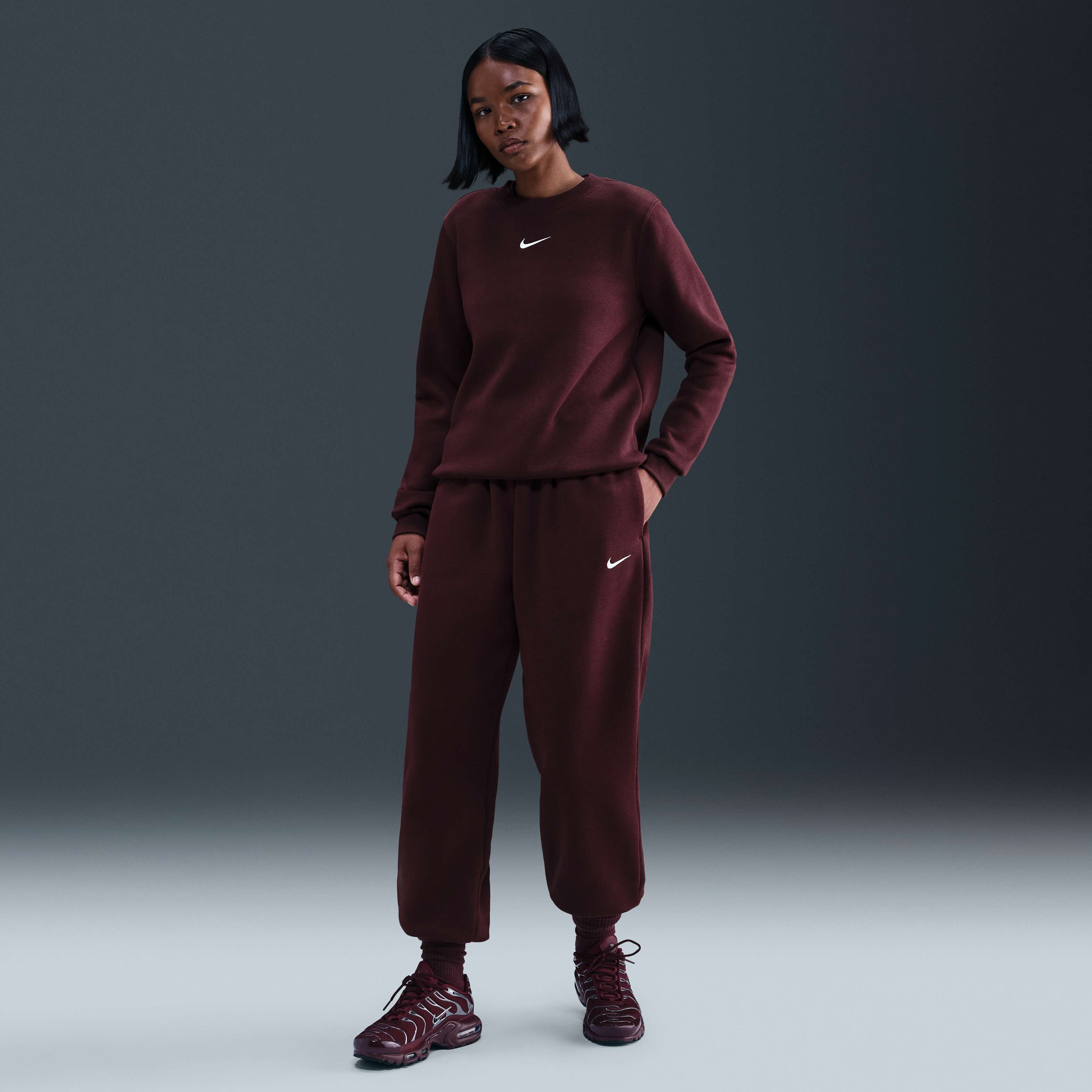 burgundy nike tracksuit bottoms