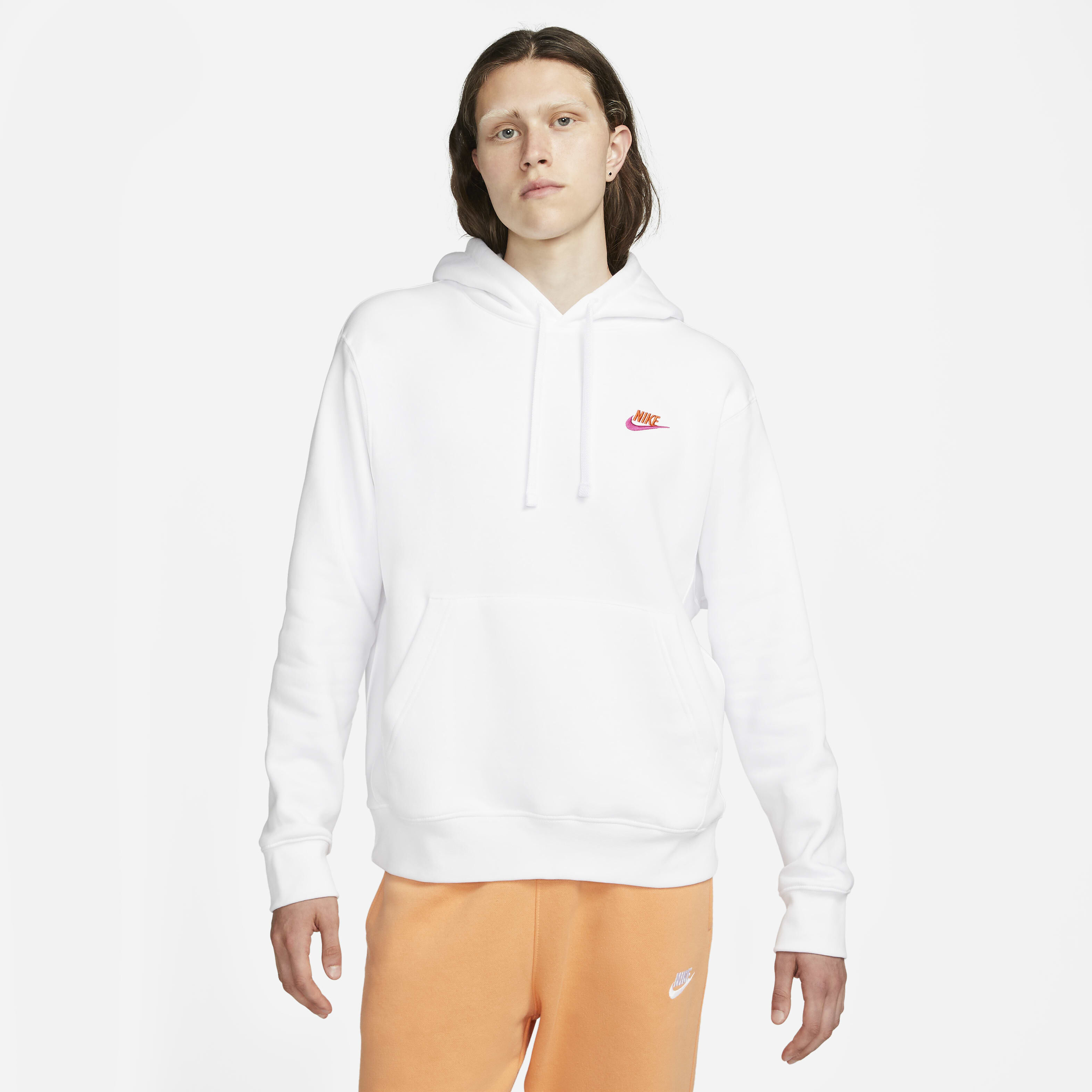nike hoodie white and orange