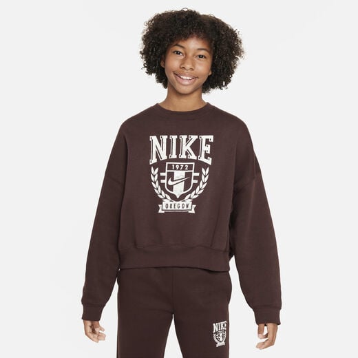 T-Shirts & Tops-Nike, Nike Sportswear, Older Kids' (Girls') Oversized Fleece Crew-Neck Sweatshirt
