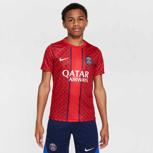 Paris Saint-Germain-Nike, Paris Saint-Germain Academy Pro Home, Older Kids' Nike Dri-FIT Football Pre-Match Short-Sleeve Top