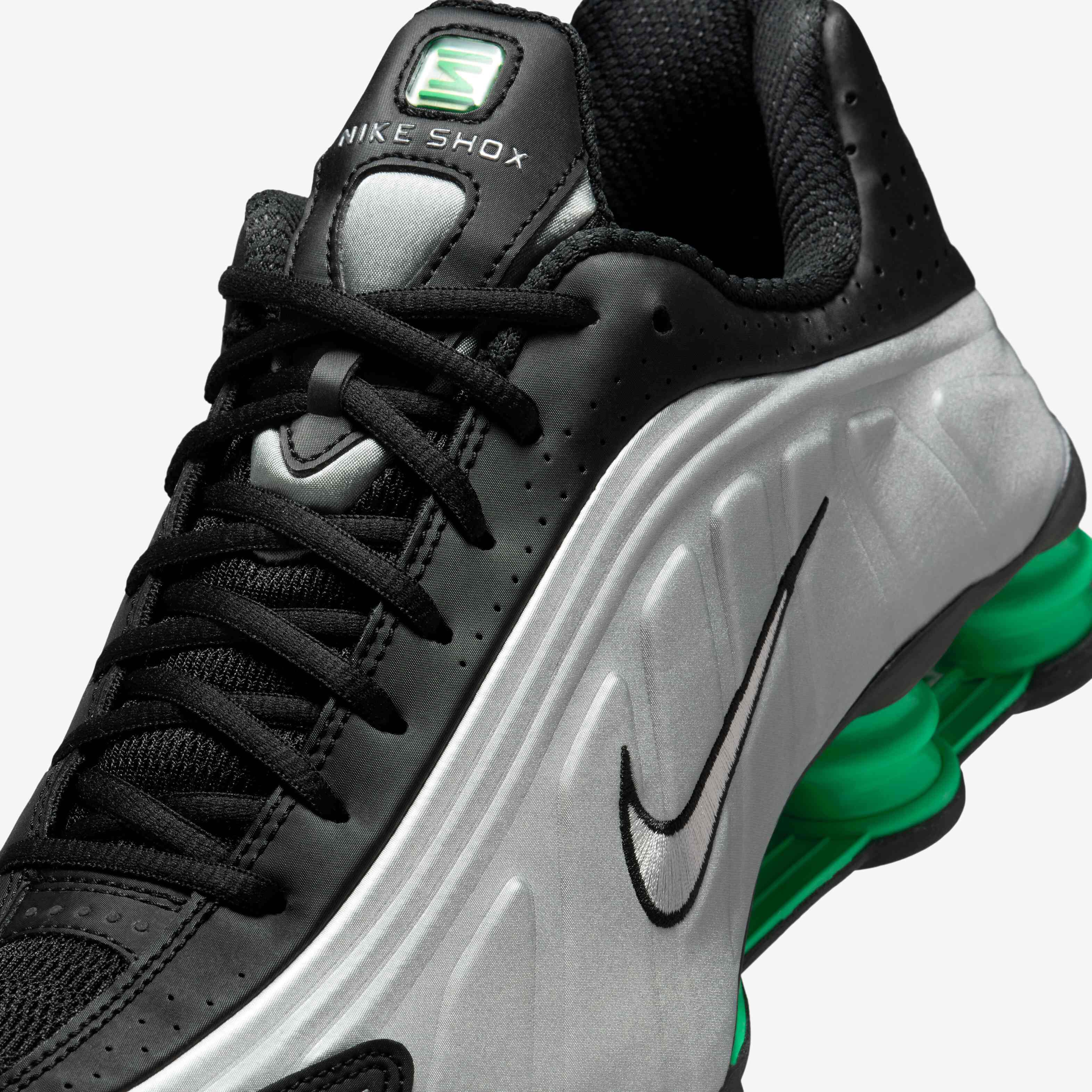 Buy Nike Shox R4 Men's Shoes - Metallic Silver/Black/Green Shock