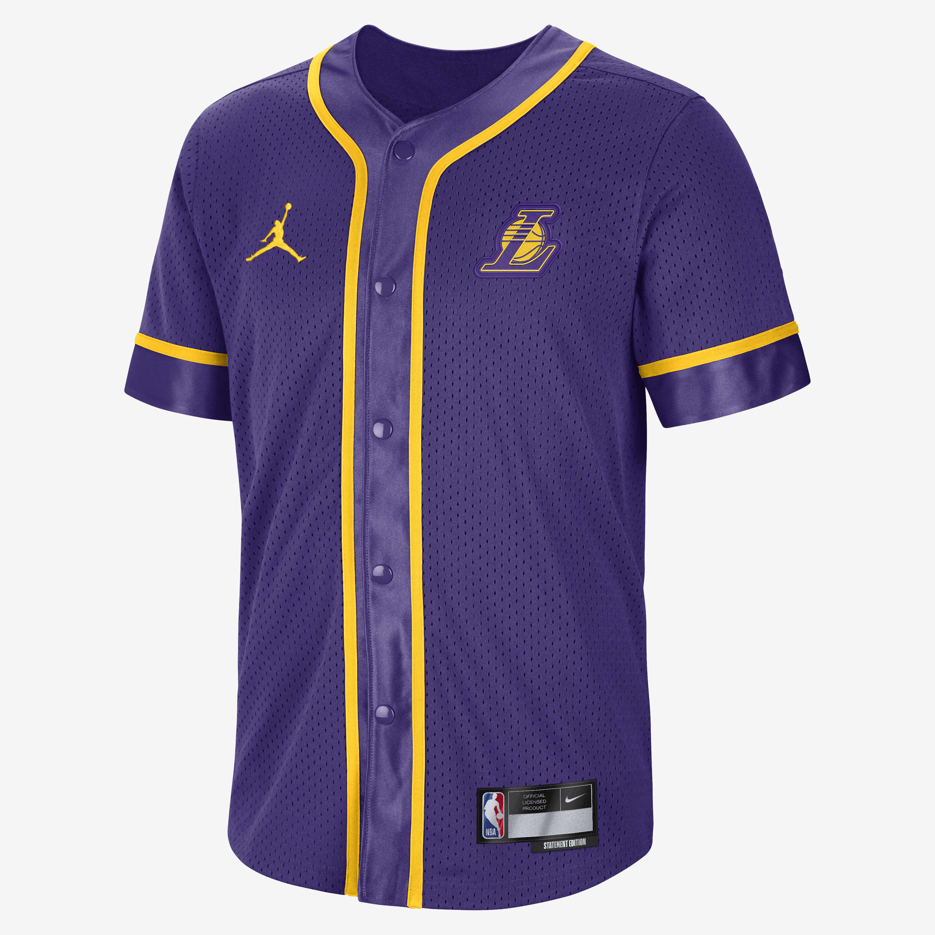 Buy Los Angeles Lakers Statement Edition Men s Jordan Dri FIT NBA Short Sleeve Top Nike Qatar Official