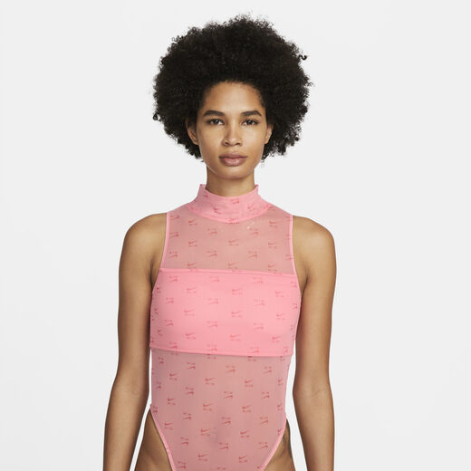 Women's Bodysuits-Nike, Nike Air, Women's Printed Mock-Neck Bodysuit