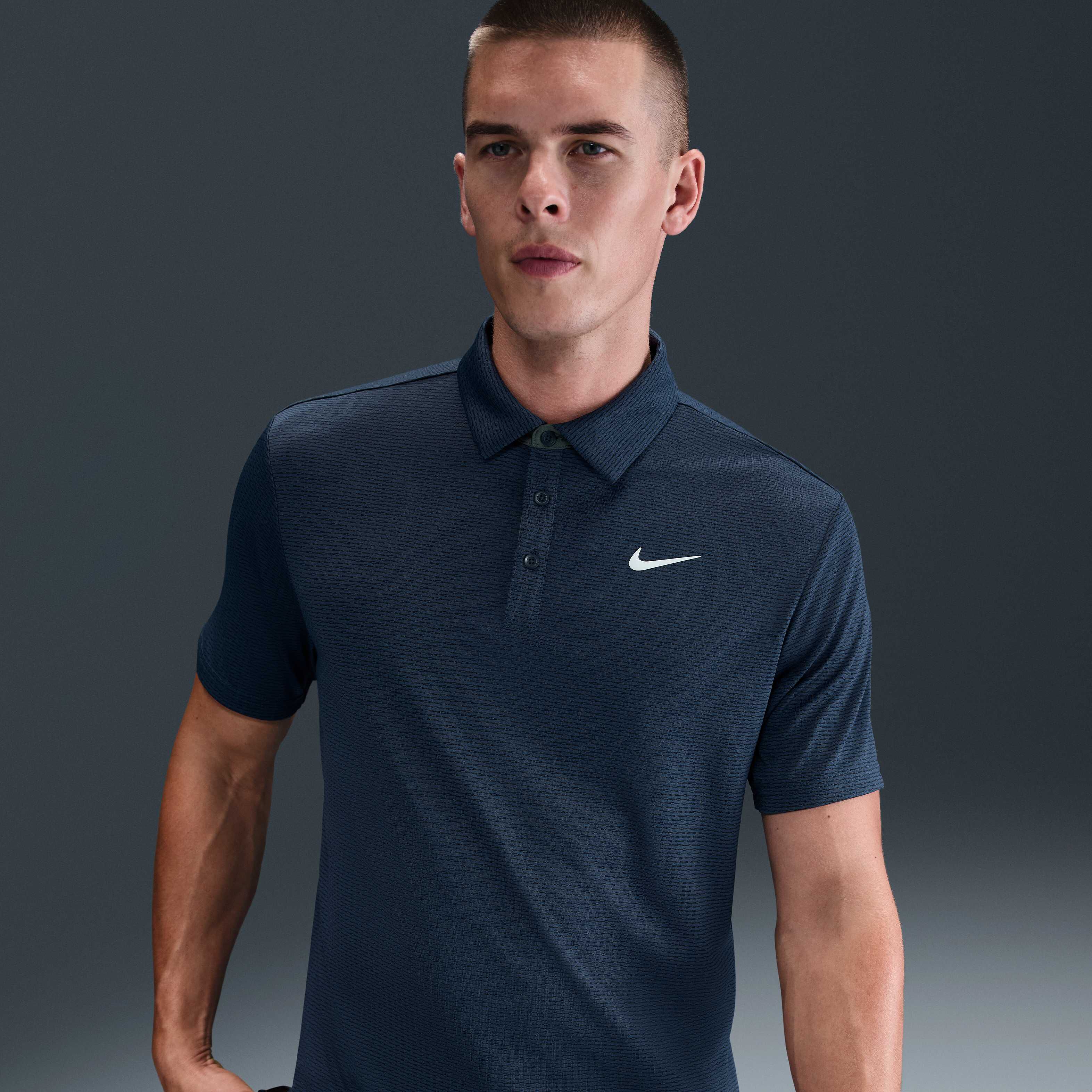 navy blue nike golf polo