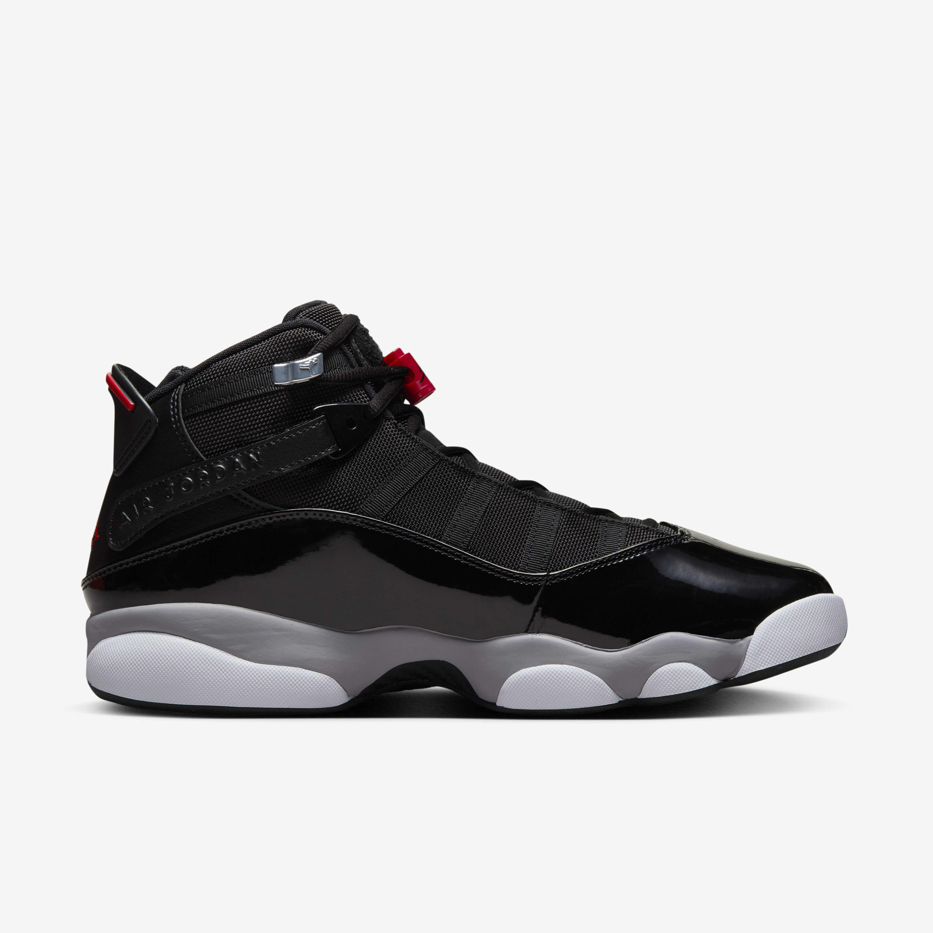 Red and black jordan 6 rings top
